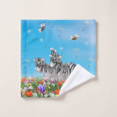 Twee schattige zebra's die samen de zomer lopen bad handdoek (Wasdoekje)