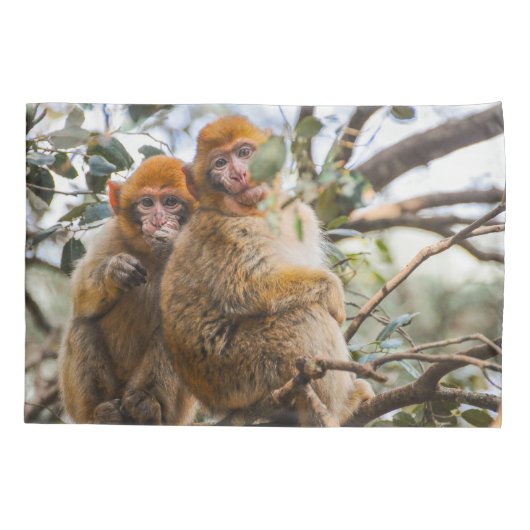 Twee Schattigee apen Kussensloop (Achterkant)