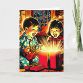 Twee Schattigee Aziatische kinderen Kerst Feestdagen Kaart (Voorkant)