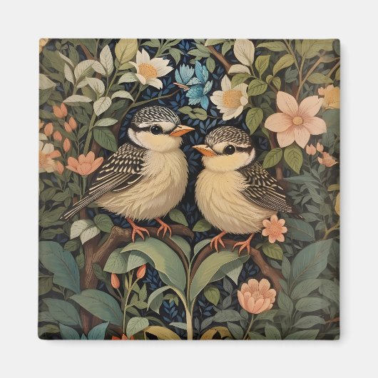 Twee Schattigee Baby Birds Botanische Tuin Magneet (Voorkant)