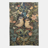 Twee Schattigee Baby Birds Botanische Tuin Theedoek (Verticaal)