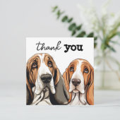 Twee Schattigee Basset Hound Faces Bedankkaart (Staand voorkant)