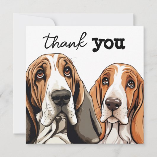 Twee Schattigee Basset Hound Faces Bedankkaart (Voorkant)