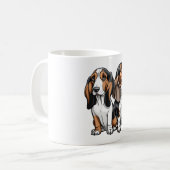 Twee Schattigee Cartoon Basset Hounds Koffiemok (Voorkant links)