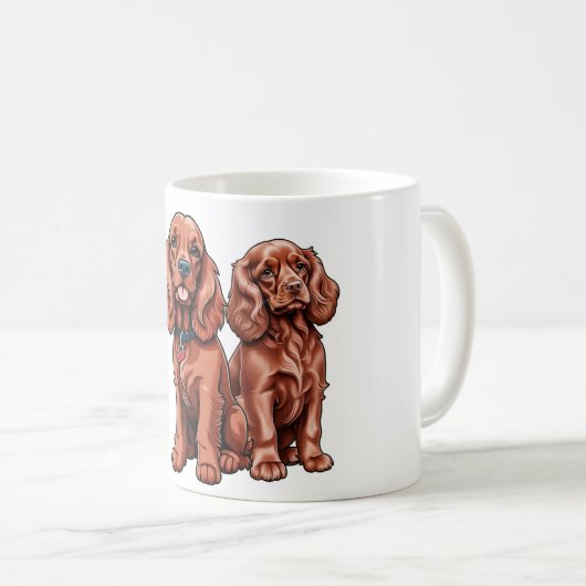Twee Schattigee Cartoon Cocker Spaniels Koffiemok (Voorkant rechts)