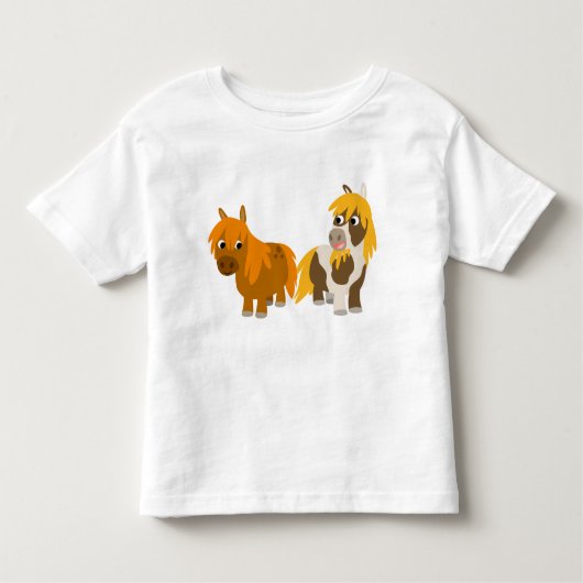 Twee Schattigee Cartoon Ponies Kinderen T-shirt (Voorkant)