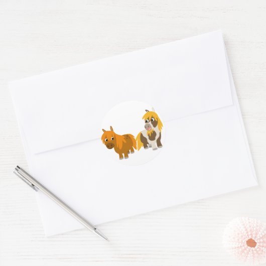 Twee Schattigee Cartoon pony's sticker (Envelop)