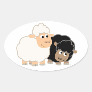 Twee Schattigee Cartoon Sheep Sticker