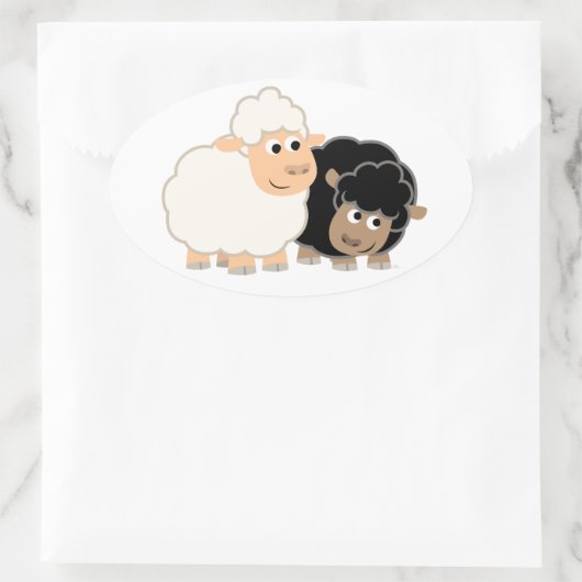 Twee Schattigee Cartoon Sheep Sticker (Tas)