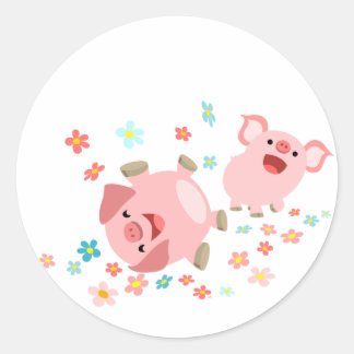 Twee Schattigee Cartoons in de lente Sticker
