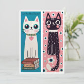 Twee Schattigee Cat Bladwijzer Sjabloon (Staand voorkant)