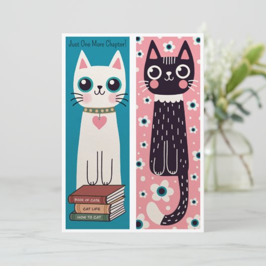 Twee Schattigee Cat Bladwijzer Sjabloon (Staand voorkant)