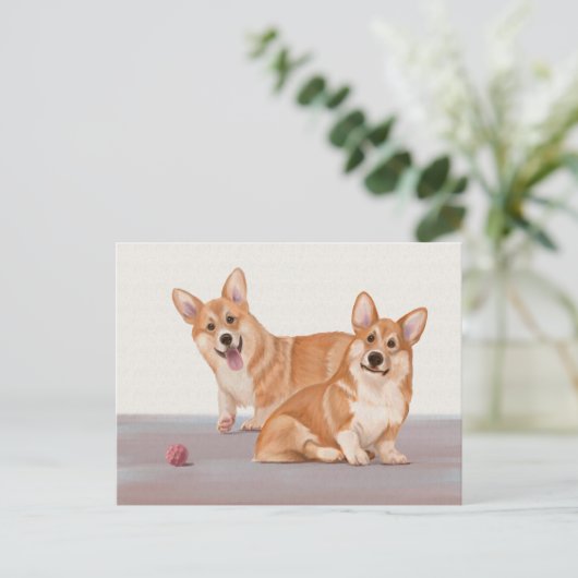 Twee Schattigee corgi’s Briefkaart (Staand voorkant)