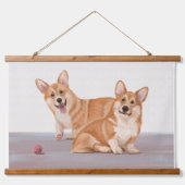 Twee Schattigee corgi’s Hangend Wandkleed (Voorkant)