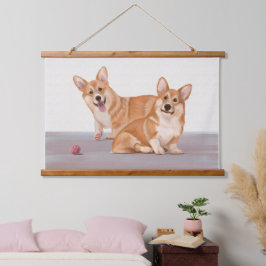 Twee Schattigee corgi’s Hangend Wandkleed