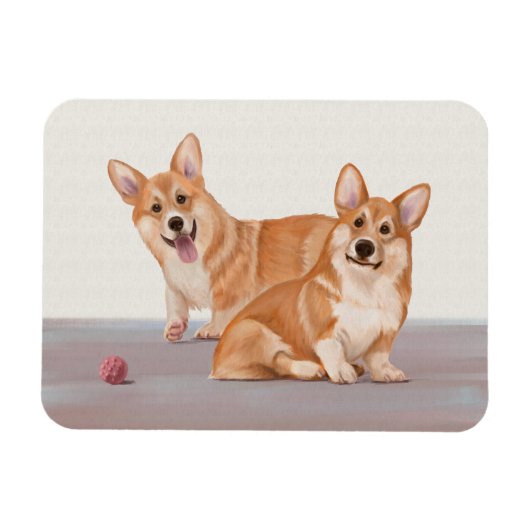 Twee Schattigee corgi’s Magneet (Horizontaal)