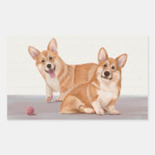 Twee Schattigee corgi’s Rechthoekige Sticker (Voorkant)