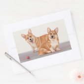 Twee Schattigee corgi’s Rechthoekige Sticker (Envelop)