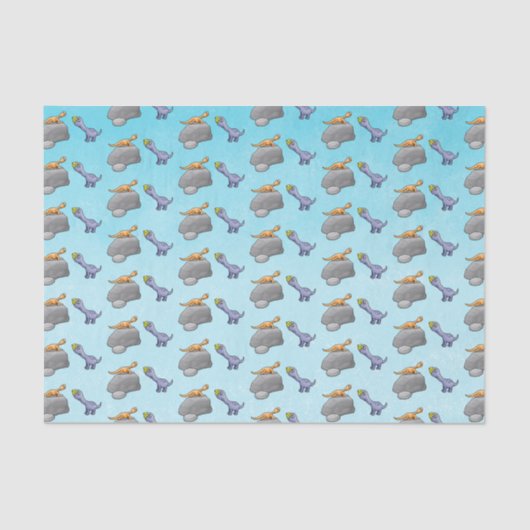 Twee Schattigee dinosaurussen Tissuepapier (Voorkant)