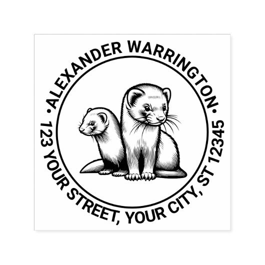 Twee Schattigee fretten naam terug adres Zelfinktende Stempel (Design)