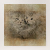 Twee Schattigee grijs gestreepte Kittens in Waterv Legpuzzel (Verticaal)