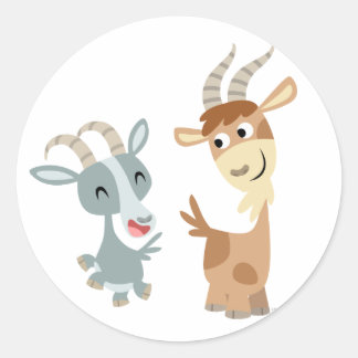 Twee Schattigee Happy Cartoon Goats Sticker