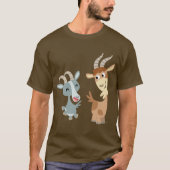 Twee Schattigee Happy Cartoon Goats T-shirt (Voorkant)