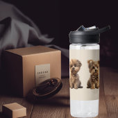 🐶 Twee Schattigee honden met een sterrenachtergro Waterfles