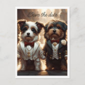 Twee Schattigee Hondenkamers Gay Wedding Save the  Aankondigingskaart (Voorkant)