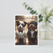 Twee Schattigee Hondenkamers Gay Wedding Save the  Aankondigingskaart (Staand voorkant)