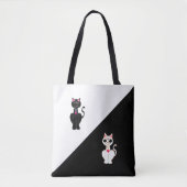 Twee Schattigee katten op zwart en wit Tote Bag (Voorkant)