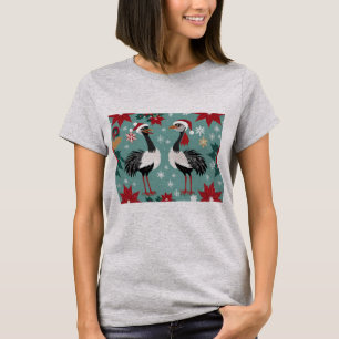Twee Schattigee kerststruisvogels in Santa Hats T-shirt