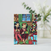 Twee Schattigee  kinderen kerst Feestdagenkaart (Staand voorkant)