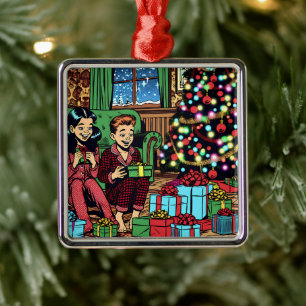 Twee Schattigee  kinderen kerst Metalen Ornament