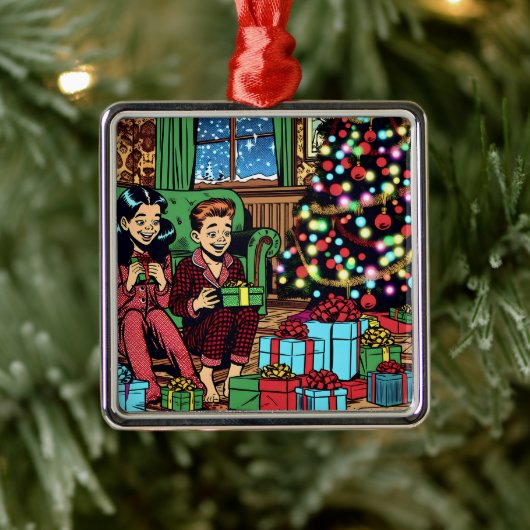 Twee Schattigee kinderen kerst Metalen Ornament (Boom)