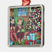 Twee Schattigee kinderen kerst Metalen Ornament (Links)