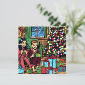 Twee Schattigee  kinderen Kerstmis gepersonaliseer Feestdagenkaart (Staand voorkant)