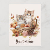 Twee Schattigee Kittens Basket Autumn Briefkaart (Voorkant)