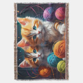 Twee Schattigee kittens met bolletjes garen Deken (Voorkant Verticaal)