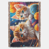 Twee Schattigee kittens met bolletjes garen en Pla Deken (Voorkant Verticaal)