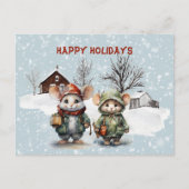 Twee Schattigee kleine muizen op het Boerderij Pre Feestdagenkaart (Voorkant)