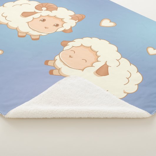 Twee Schattigee kleine schapen op blauw Sherpa Deken (3/4)