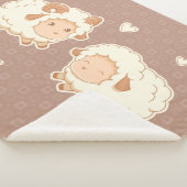 Twee Schattigee Kleine Schapen op Bruin Sherpa Deken (3/4)