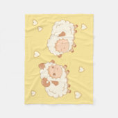 Twee Schattigee Kleine Schapen op Geel Fleece Deken (Voorkant)