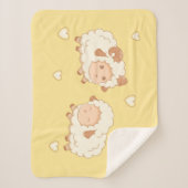 Twee Schattigee Kleine Schapen op Geel Sherpa Deken (Voorkant)