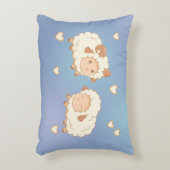 Twee Schattigee kleine schapenpatroontje op blauw Accent Kussen (Voorkant(Verticaal))