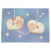 Twee Schattigee kleine schapenpatroontje op blauw Groot Cadeauzakje (Voorkant)