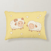 Twee Schattigee kleine schapenpatroontje op geel Accent Kussen (Voorkant)