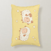 Twee Schattigee kleine schapenpatroontje op geel Accent Kussen (Voorkant(Verticaal))