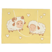 Twee Schattigee kleine schapenpatroontje op geel Groot Cadeauzakje (Achterkant)